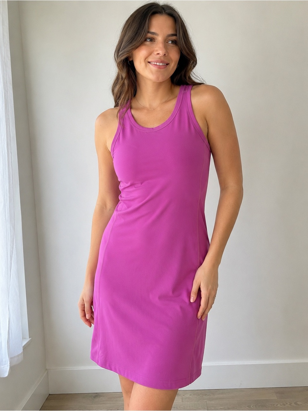 TnAction Aritzia Pink Athletic Tank Dress Size L Stretch Activewear Sporty Clean